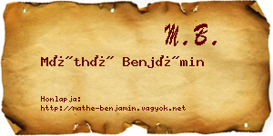 Máthé Benjámin névjegykártya